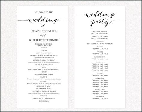 Printable Wedding Ceremony Programs