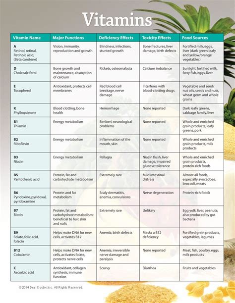 Printable When To Take Vitamins Chart