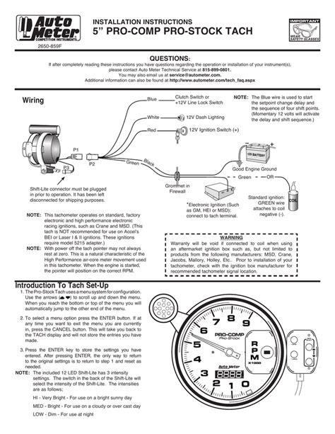 Pro Comp Auto Meter Tach Wiring Diagram