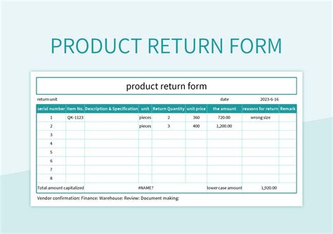 Product Return Form Template