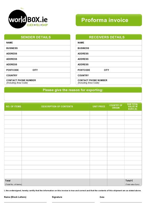 Proforma Invoice Templates