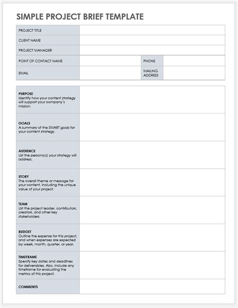 Project Brief Template Word