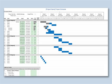 Project Gantt Chart Template Xls