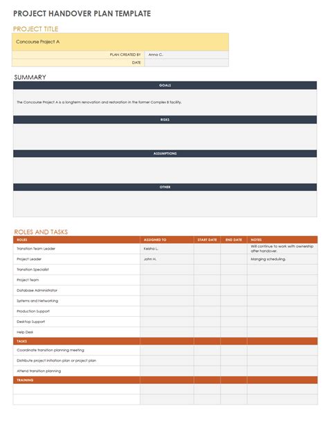 Project Handover Template