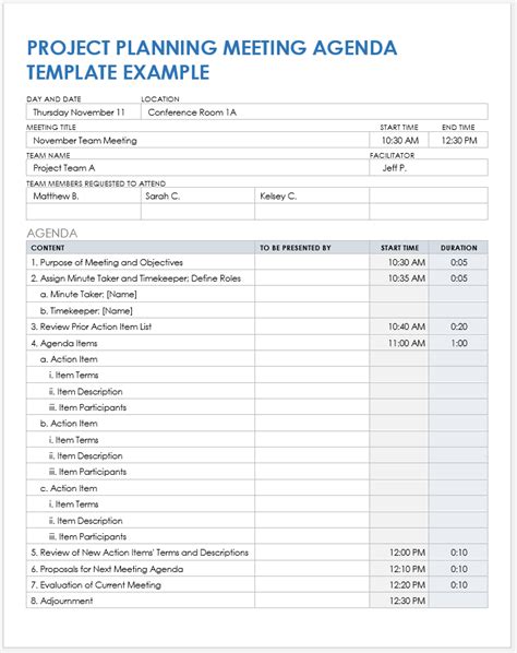 Project Management Meeting Agenda Template