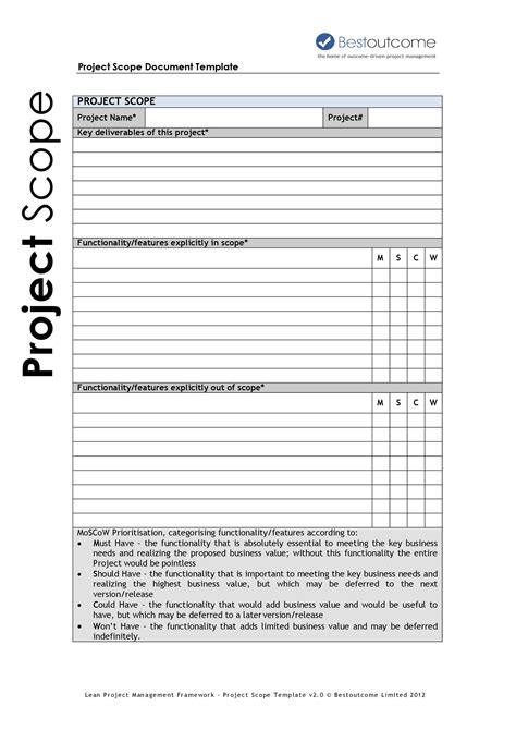 Project Scope Document Template