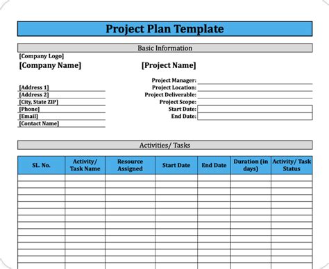 Project Templates Free Download
