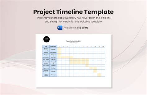 Project Timeline Template Word