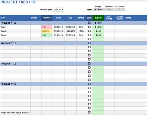 Project To Do List Template