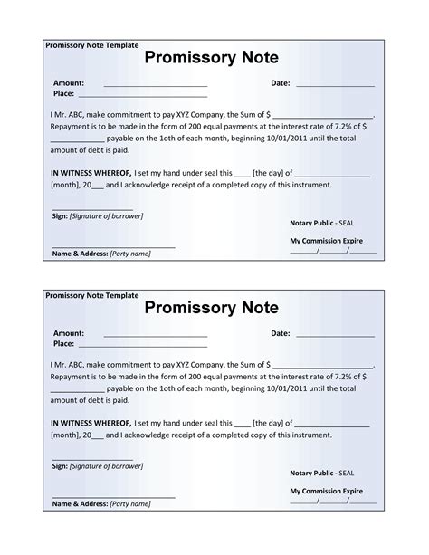 Promissory Note Templates
