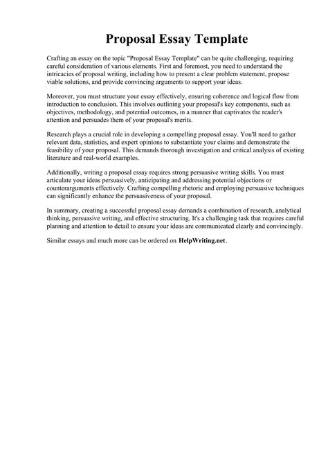 Proposal Essay Template