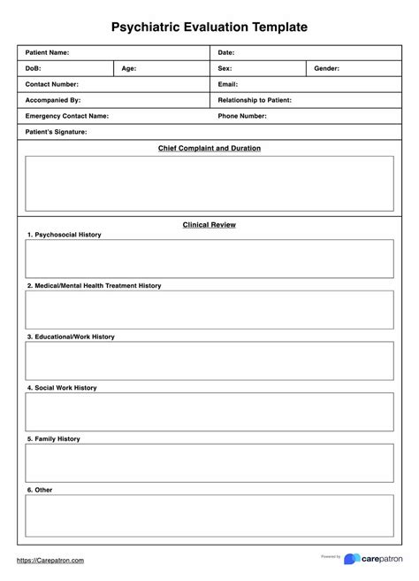 Psychiatric Examination Template