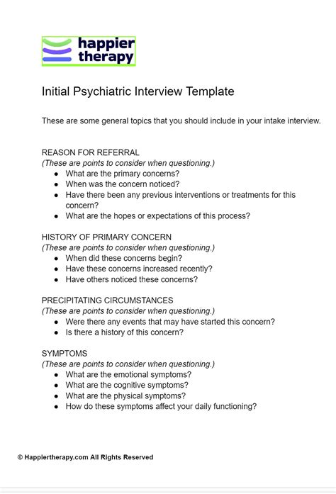 Psychiatric Interview Template