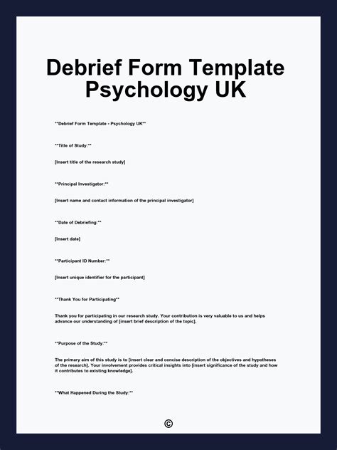 Psychology Debrief Template