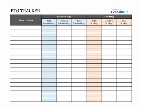 Pto Excel Template