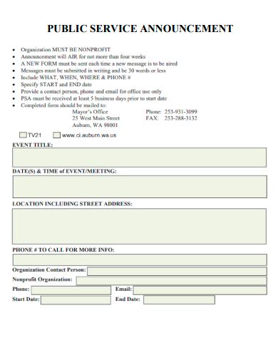 Public Service Announcement Templates