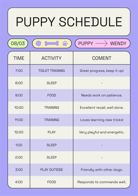 Puppy Schedule Template