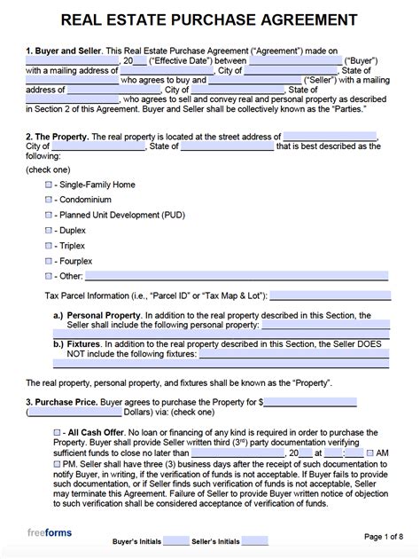 Purchase Agreement Template Real Estate