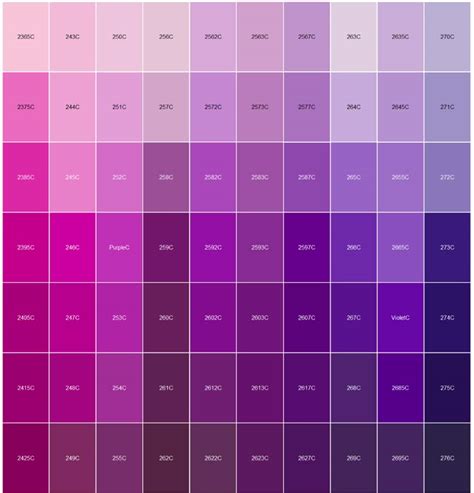 Purple Pantone Chart