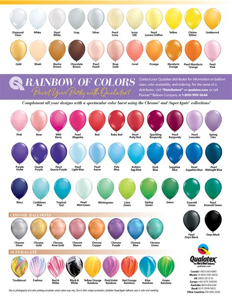 Qualatex Balloon Color Chart