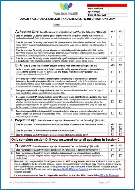 Quality Assurance Checklist Template