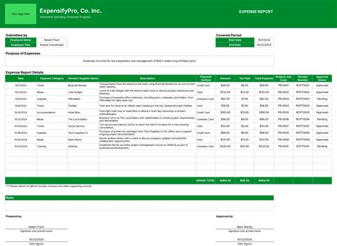 Quickbooks Expense Report Template