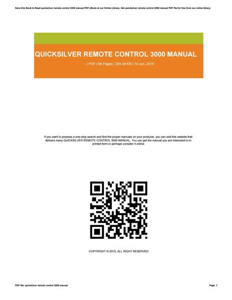 Quicksilver Remote Control 3000 Manual