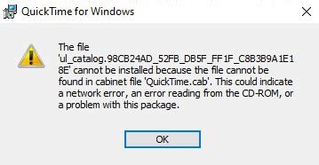 Quicktime The File Ul_catalog Cannot Be Installed