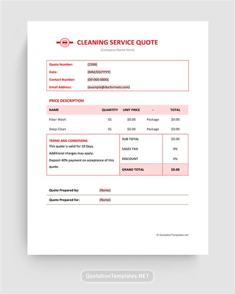Quote For Cleaning Services Template