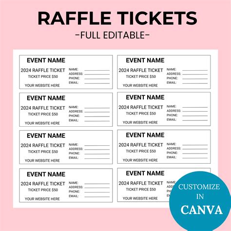 Raffle Ticket Prices Template