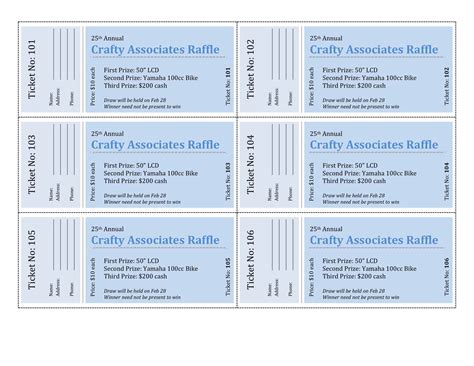 Raffle Ticket Template Free Printable