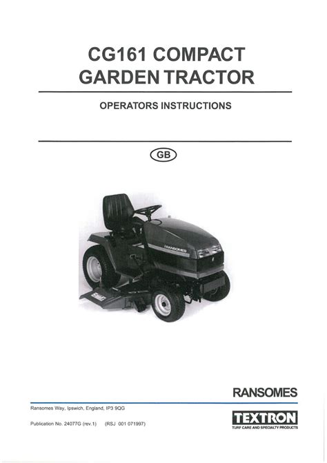 Ransomes Telex Cg161 Compact Tractor Operator User Manual