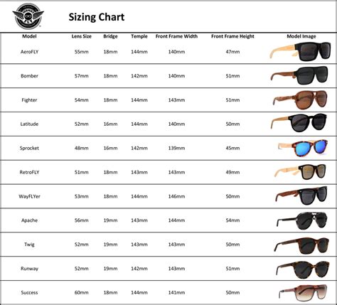 Ray Ban Size Chart