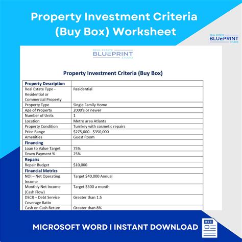 Real Estate Buy Box Template
