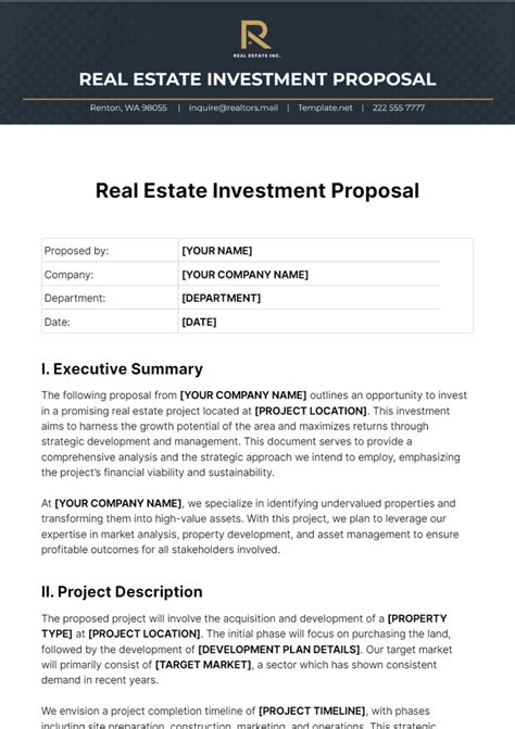 Real Estate Investment Proposal Template