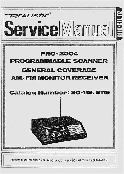 Realistic Pro2004 Scanner Repair Manual