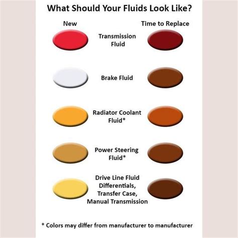 Rear Differential Fluid Color Chart