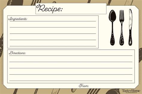 Recipe Note Card Template