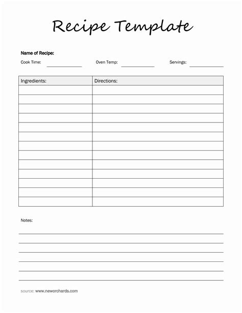 Recipe Template For Word Free