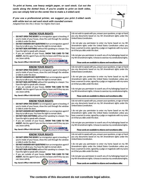 Red Card Immigration Printable