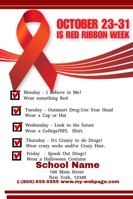 Red Ribbon Week Flyer Template Free