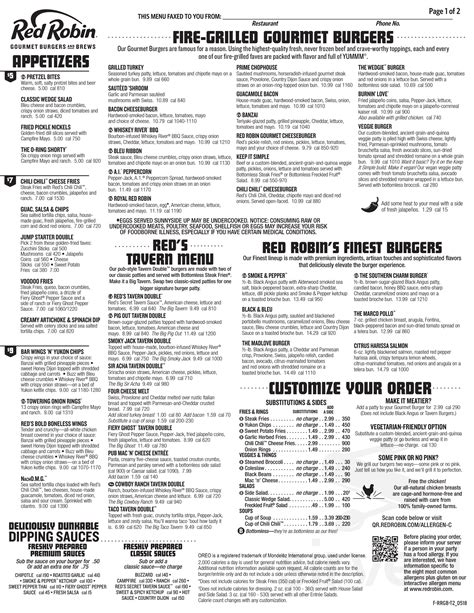 Red Robin Printable Menu