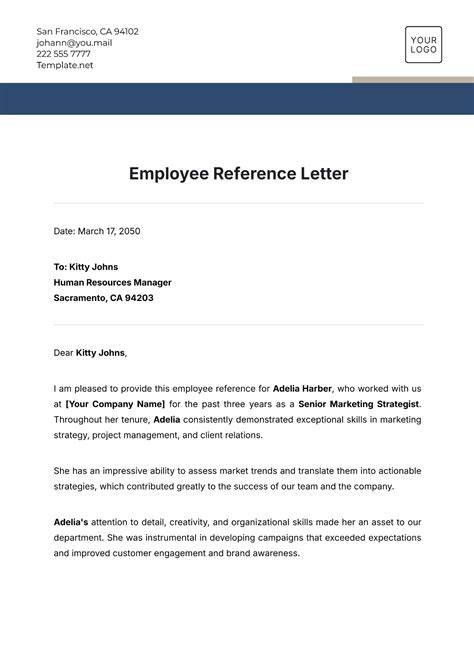 Reference Letter For Employee Template
