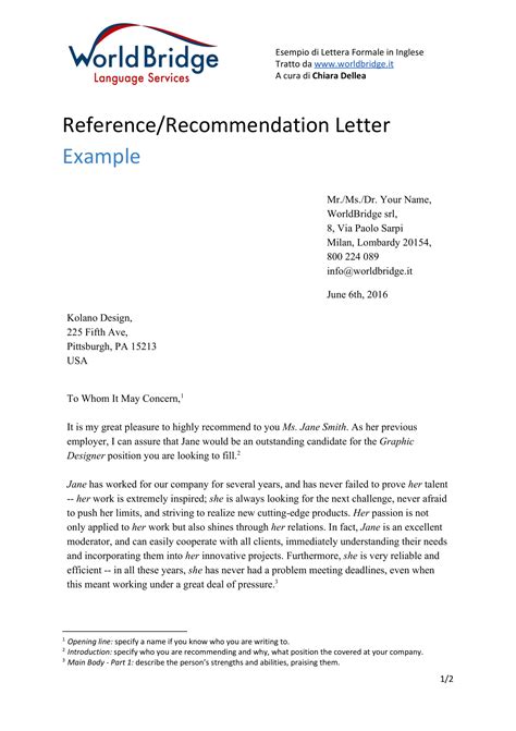 Reference Letter Template From Employer