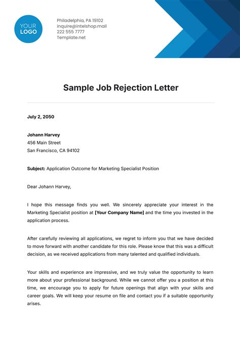 Rejection Letter Template