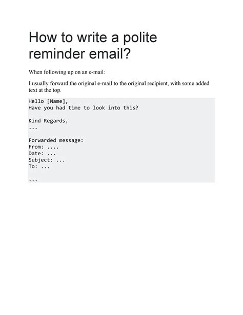 Reminder Email Template Sample