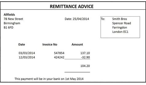Remittance Notice Template