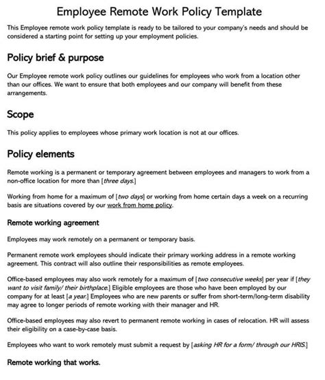 Remote Work Policy Template