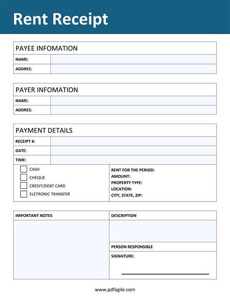 Rent Payment Receipt Template