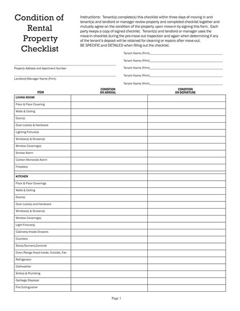 Rental Checklist Template